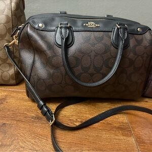 Coach Signature Brown and Black Satchel